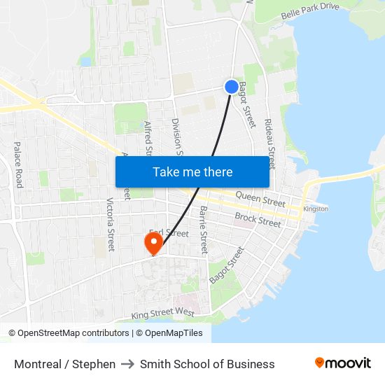 Montreal / Stephen to Smith School of Business map