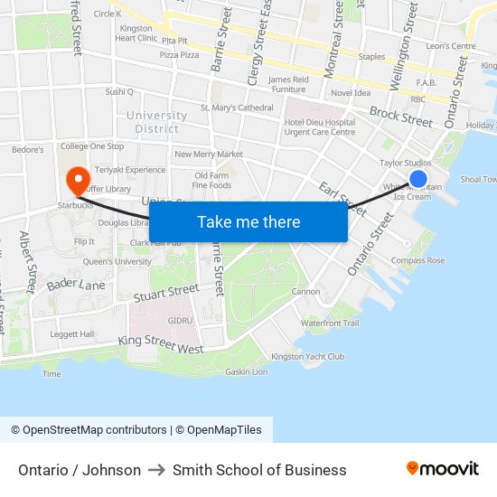 Johnson Street (East Side Of Ontario) to Smith School of Business map