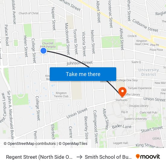 Regent Street (North Side Of Brock) to Smith School of Business map