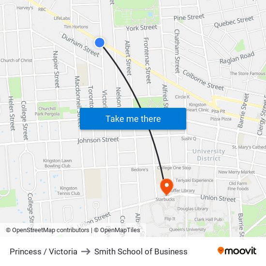 Princess / Victoria to Smith School of Business map