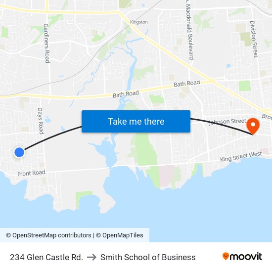 234 Glen Castle Rd. to Smith School of Business map