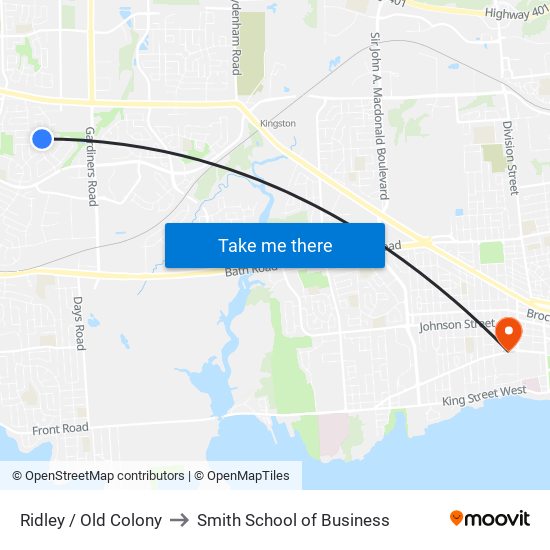 Ridley / Old Colony to Smith School of Business map