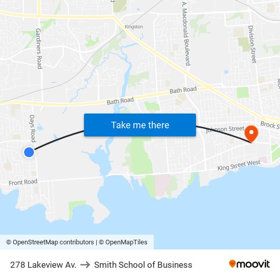 278 Lakeview Av. to Smith School of Business map