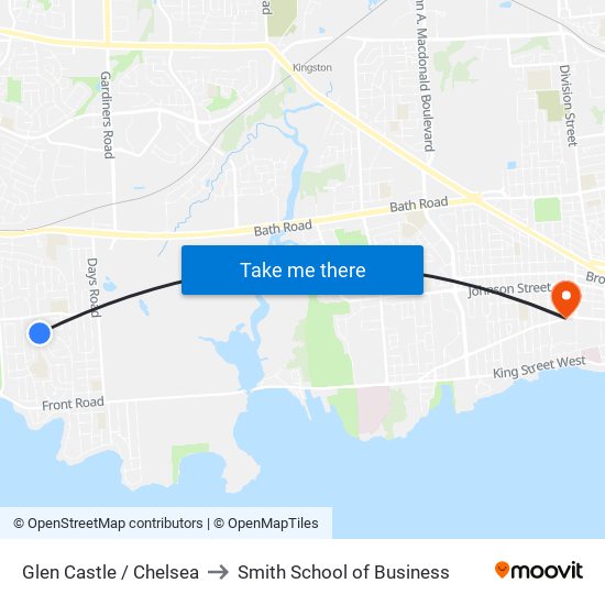 Glen Castle / Chelsea to Smith School of Business map