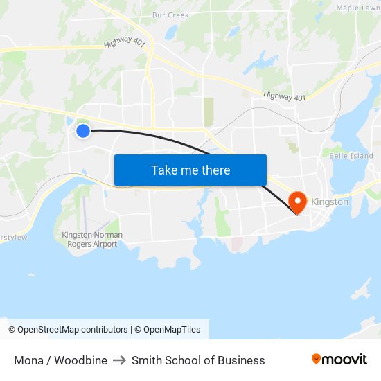 Mona / Woodbine to Smith School of Business map