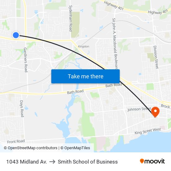 1043 Midland Av. to Smith School of Business map