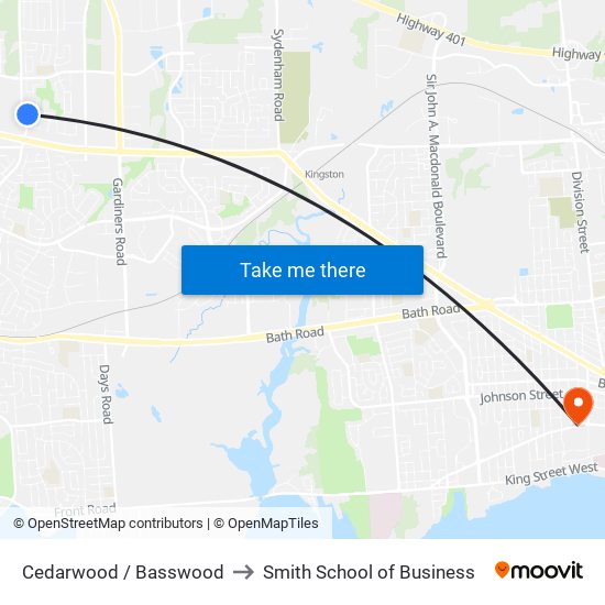 Cedarwood / Basswood to Smith School of Business map