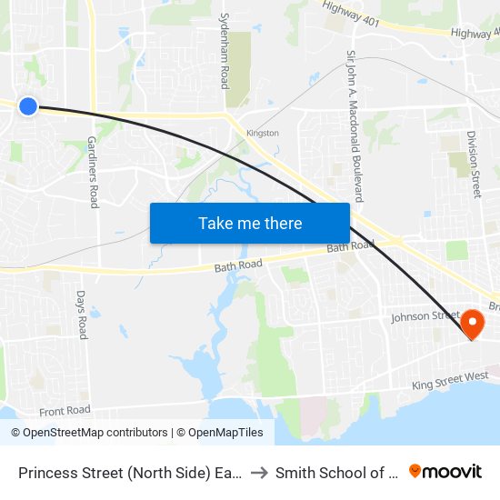 Princess / Bayridge to Smith School of Business map