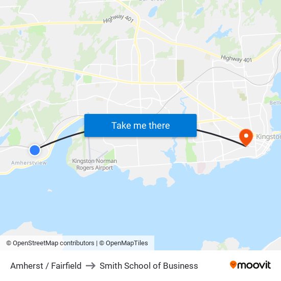 Amherst / Fairfield to Smith School of Business map