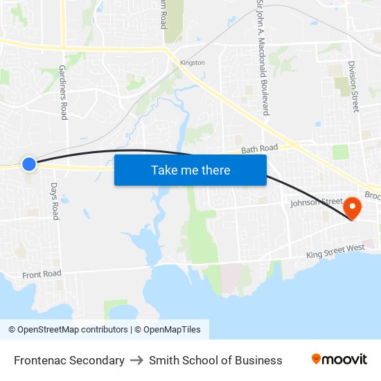 Frontenac Secondary to Smith School of Business map