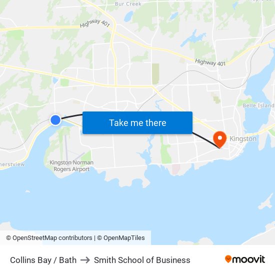 Collins Bay / Bath to Smith School of Business map