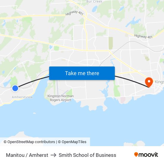 Manitou / Amherst to Smith School of Business map