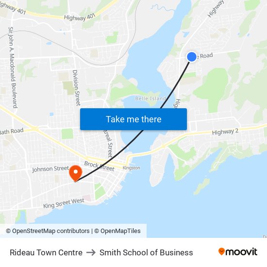 Rideau Town Centre to Smith School of Business map