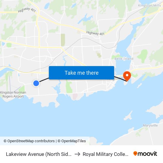 Lakeview Avenue (North Side Of Henderson) to Royal Military College of Canada map