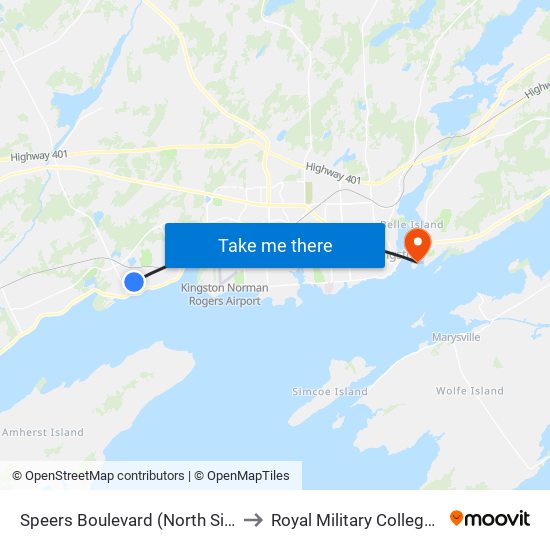 Speers Boulevard (North Side Of Kildare) to Royal Military College of Canada map