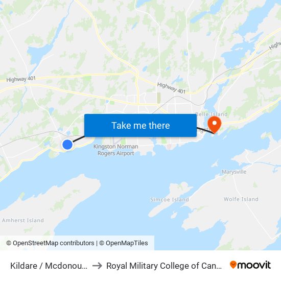 Mcdonough Crescent (South Side Of Kildare) to Royal Military College of Canada map