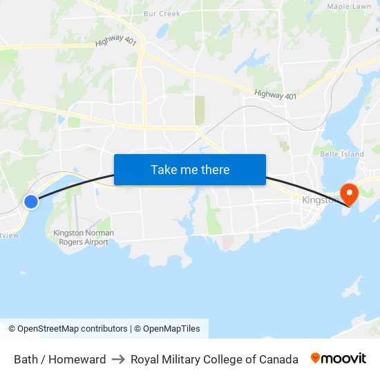 Homeward Avenue (North Side Of Bath) to Royal Military College of Canada map