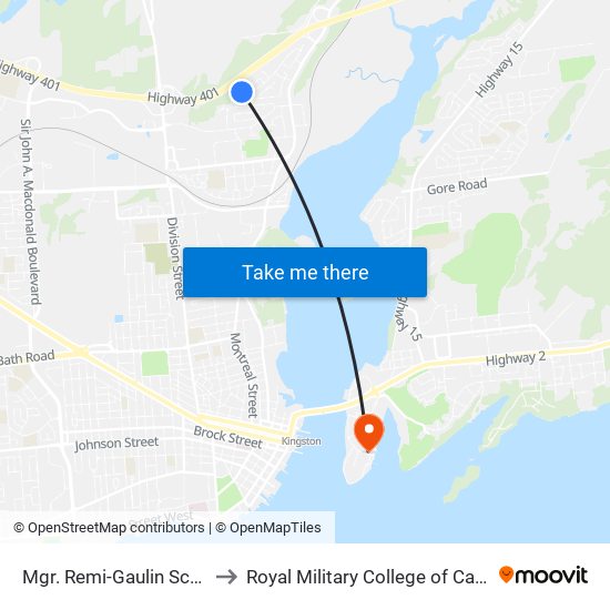 Mgr. Remi-Gaulin School (South Side Of Virginia) to Royal Military College of Canada map