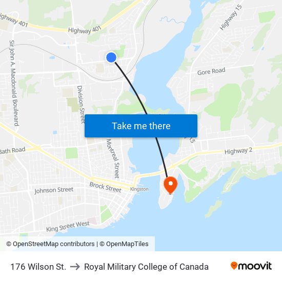 176 Wilson St. to Royal Military College of Canada map