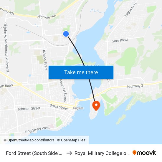 Ford Street (South Side Of Weller) to Royal Military College of Canada map