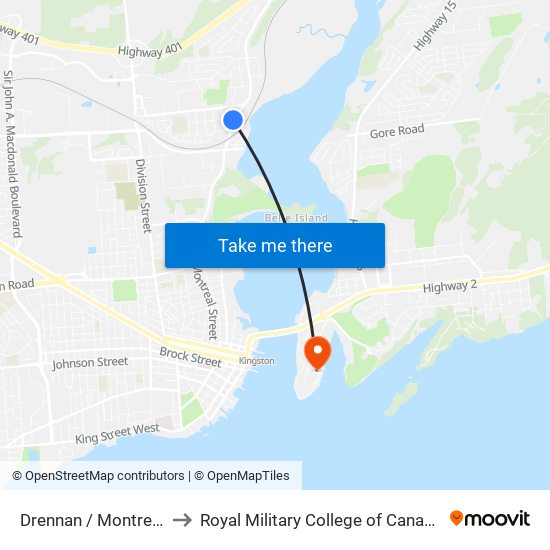 Montreal Street (South Side Of Drennan) to Royal Military College of Canada map