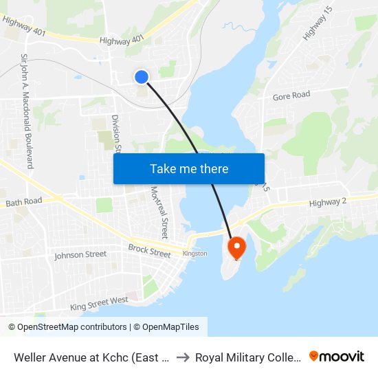 Weller Avenue at Kchc (East Side Of Compton) to Royal Military College of Canada map