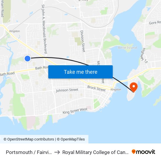 Portsmouth / Fairview to Royal Military College of Canada map