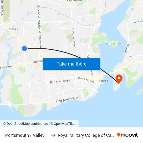 Valleyview Avenue (East Side Of Portsmouth) to Royal Military College of Canada map