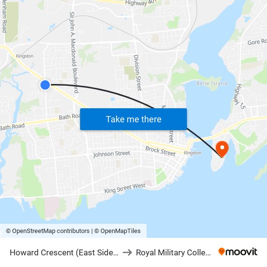 Howard Crescent (East Side Of Portsmouth) to Royal Military College of Canada map