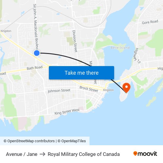 Avenue / Jane to Royal Military College of Canada map