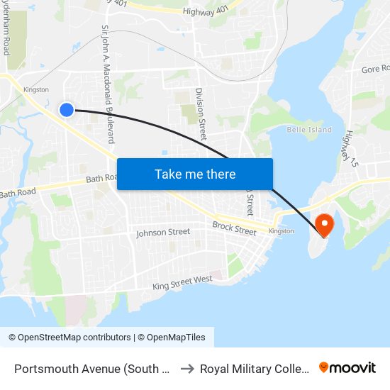 Portsmouth Avenue (South Side Of Glengarry) to Royal Military College of Canada map