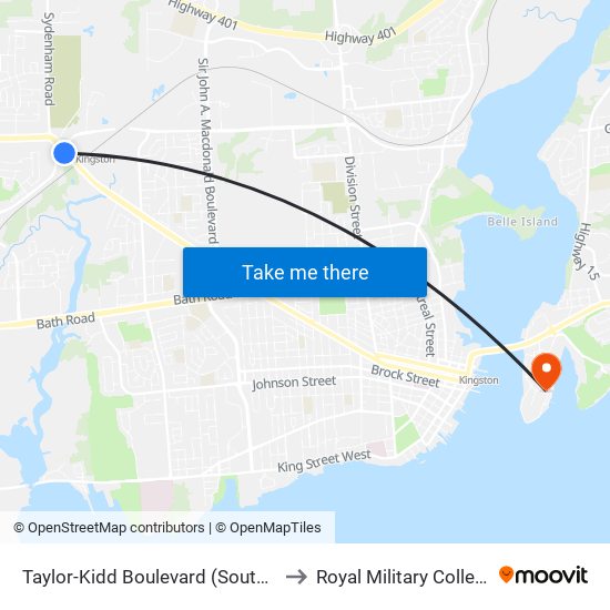 Taylor-Kidd Boulevard (South Side Of Princess) to Royal Military College of Canada map