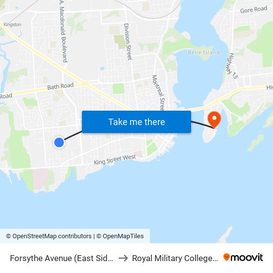 Forsythe Avenue (East Side Of Mowat) to Royal Military College of Canada map