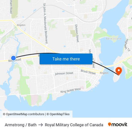 Armstrong / Bath to Royal Military College of Canada map