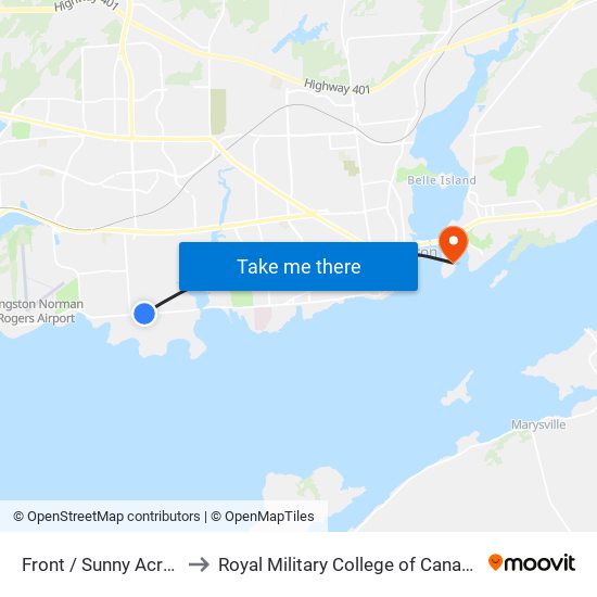 Sunny Acres Road (North Side Of Front) to Royal Military College of Canada map