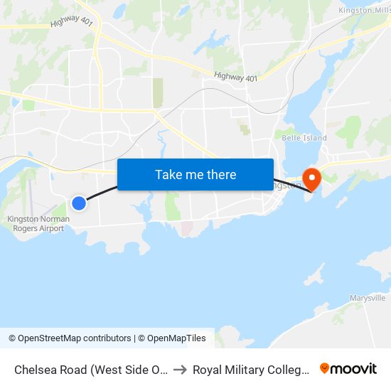 Chelsea Road (West Side Of Glen Castle) to Royal Military College of Canada map