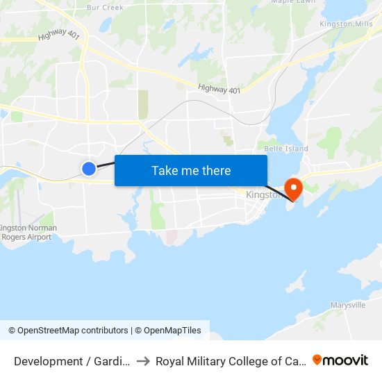 Development / Gardiners to Royal Military College of Canada map