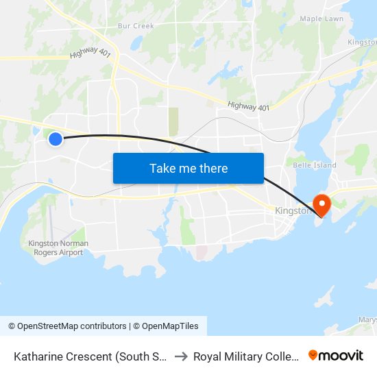Katharine Crescent (South Side Of Woodbine) to Royal Military College of Canada map