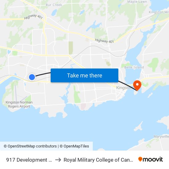 917 Development Drive (South Side) to Royal Military College of Canada map