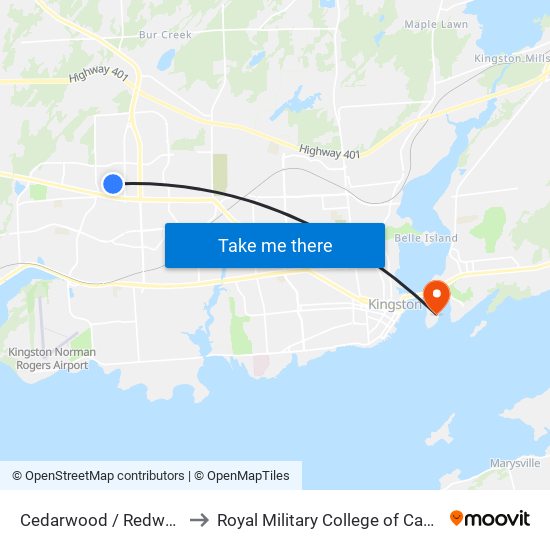 Redwood Crescent (North Side Of Cedarwood) to Royal Military College of Canada map