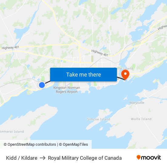 Kildare Avenue (East Side Of Kidd) to Royal Military College of Canada map