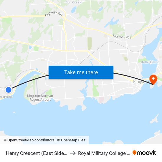 Henry Crescent (East Side Of Loyalist) to Royal Military College of Canada map