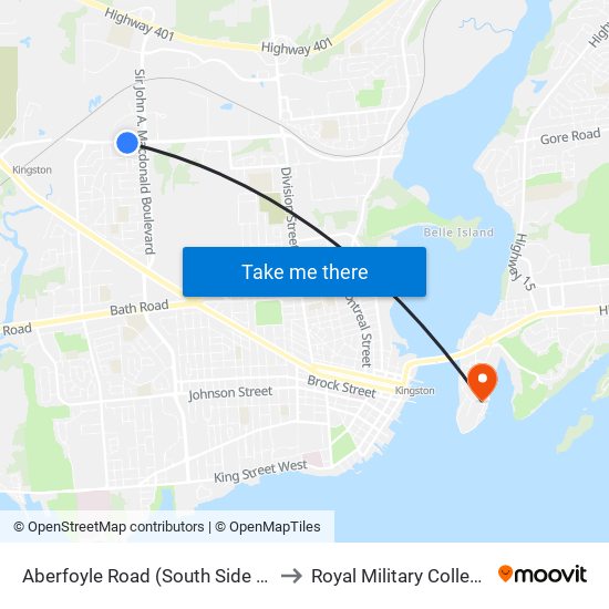 Aberfoyle Road (South Side Of John Counter) to Royal Military College of Canada map