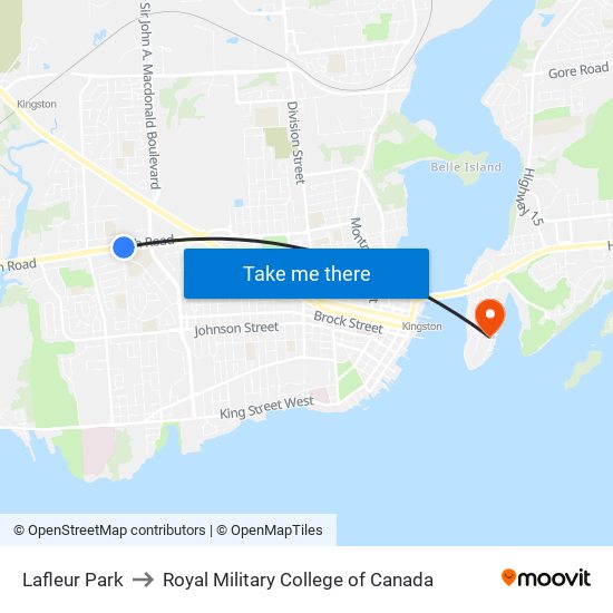 Lafleur Park (South Side Of Bath) to Royal Military College of Canada map