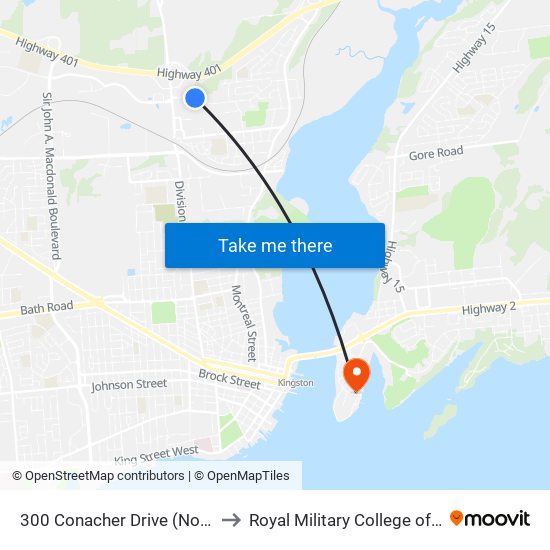 300 Conacher Drive (North Side) to Royal Military College of Canada map