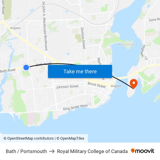 Portsmouth Avenue (South Side Of Bath) to Royal Military College of Canada map