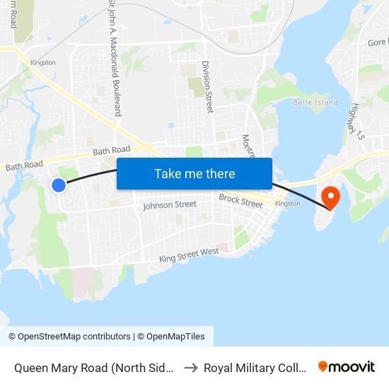 Queen Mary Road (North Side Of Robert Wallace) to Royal Military College of Canada map