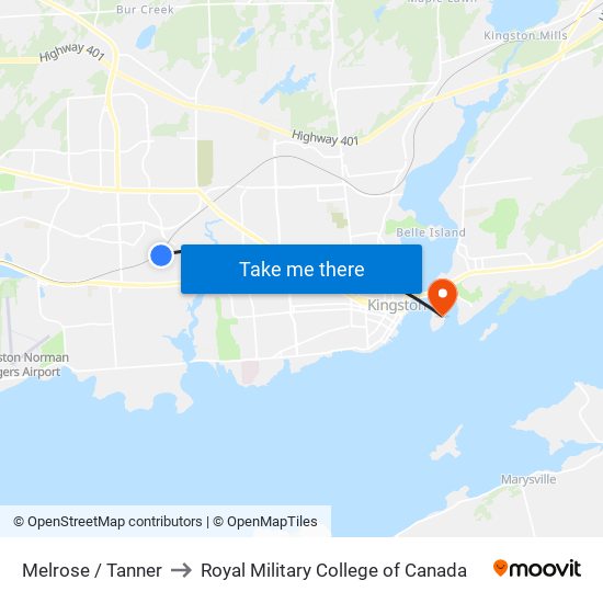 Tanner Drive (East Side Of Melrose) to Royal Military College of Canada map