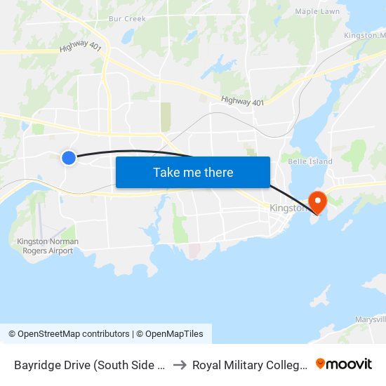Bayridge Drive (South Side Of Taylor-Kidd) to Royal Military College of Canada map