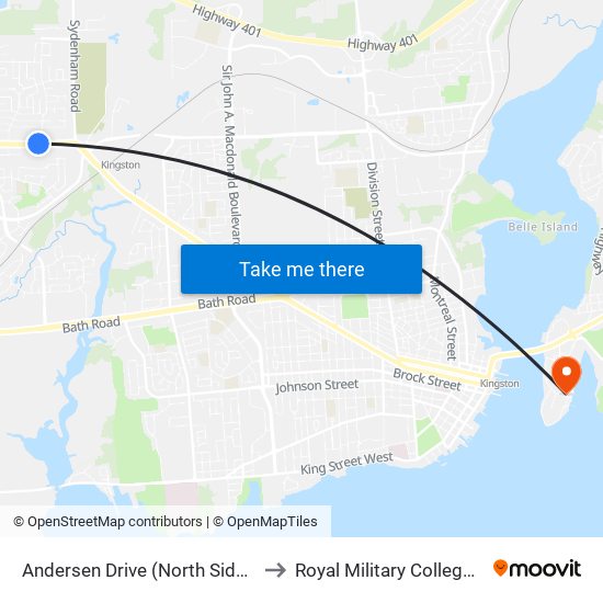 Andersen Drive (North Side Of Princess) to Royal Military College of Canada map